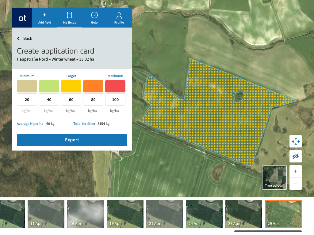 at.farm – Applikationskarte erstellen