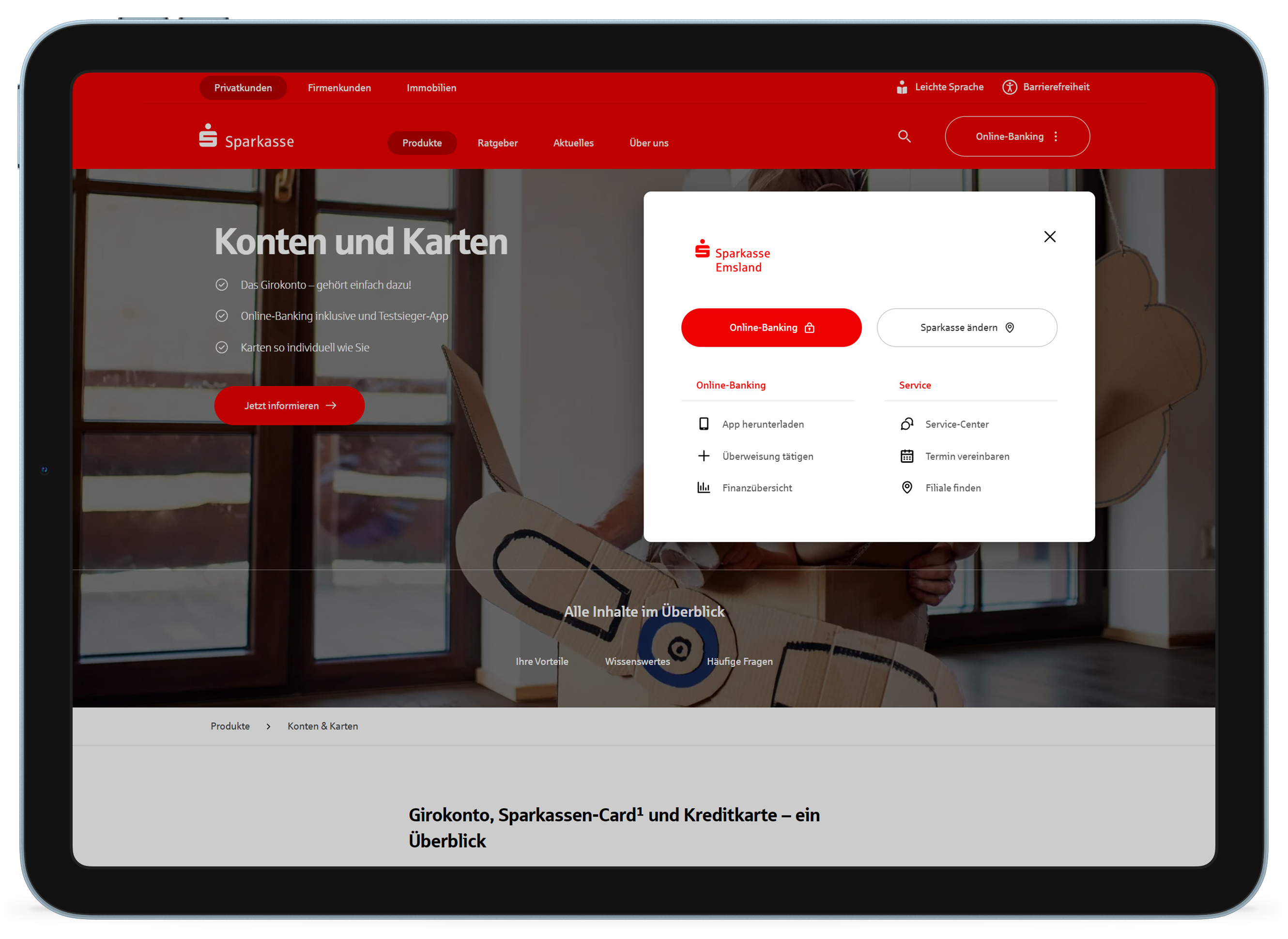 Sparkasse Online-Banking auf iPad