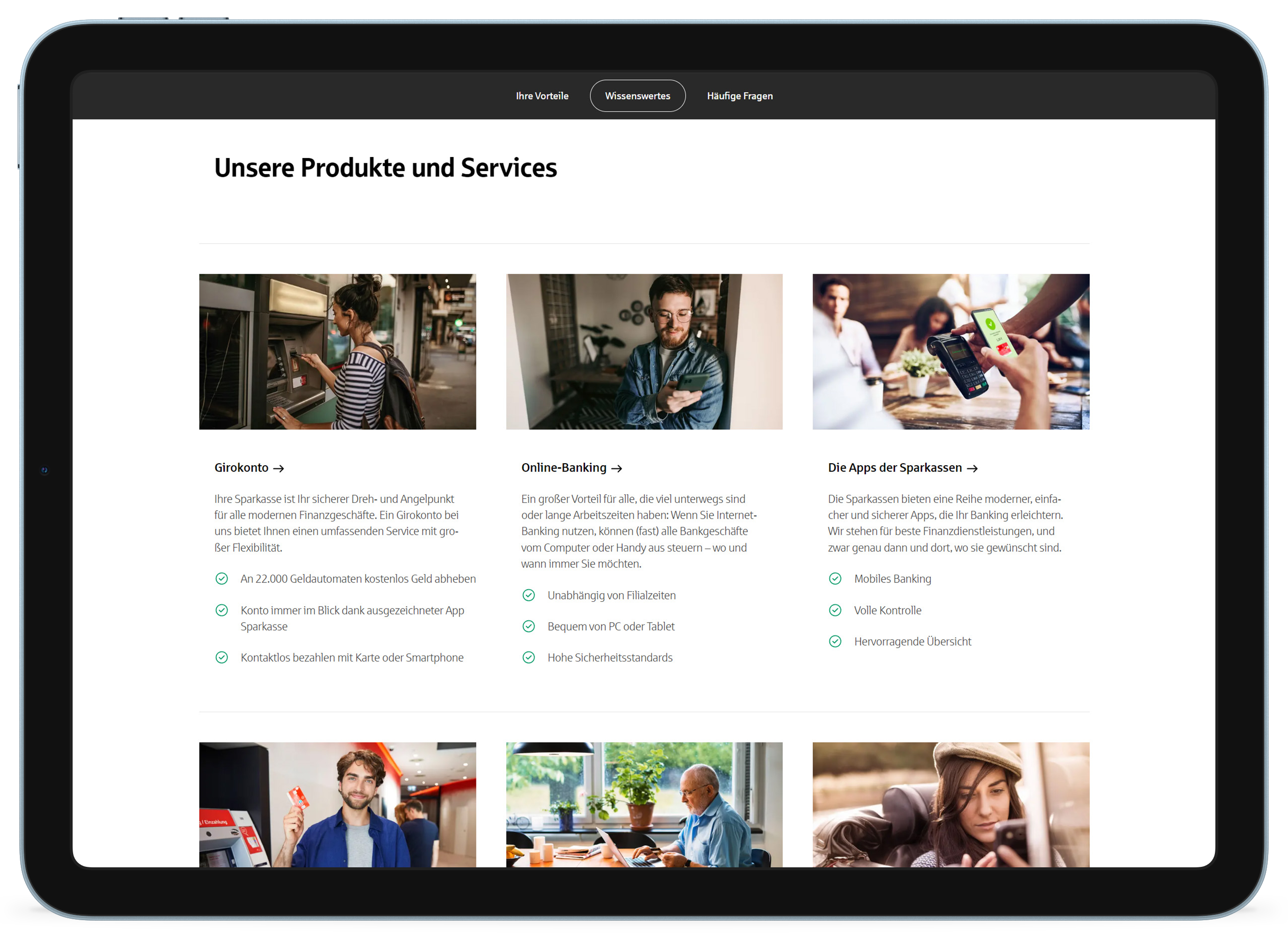 Sparkasse.de Produkte auf iPad